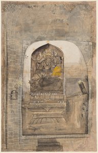 Tilbedelse av steinbilde av Shiva og Parvati i en lingam, ca. 1710. av Unbekannt