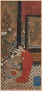 Yang Guifei forlater badet, 1700-tallet. av Unbekannt
