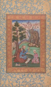 Ung prins og mentor sitter i landskapet, ca. 1600. av Unbekannt