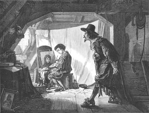 Unge Rubens overrasket av sin mester, Van Oort, 1875. av Unbekannt