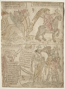 side fra Apocalypse The Locusts with the Angel of the Abyss and The Sixth Trumpet, 1400-tallet. av Unbekannt