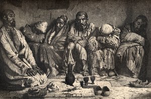 Et opiumshule i Sentral-Asia, illustrasjon fra 