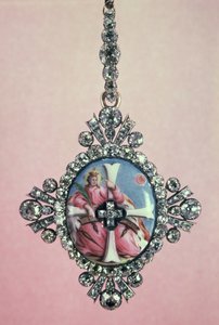Merke av St. Katarinaorden, sølv satt med briljantslipte diamanter og emaljeminiatyr, 1770-80 av Unbekannt Unbekannt