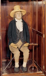 Balsamert kropp av Jeremy Bentham som utstilt ved University College av Unbekannt Unbekannt