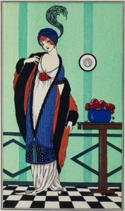 Pelsfrakk med muslintunika fra `Costumes Parisiens av Robert Pichenot, 1913 av Unbekannt Unbekannt