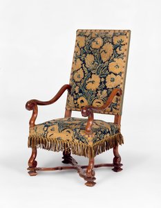 George II håndarbeidsdekket sofa, ca. 1745. Serpentinrygg, buede armer dekket av håndarbeid med utskårne cabrioleben. av Unbekannt Unbekannt