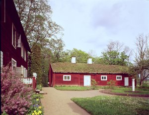 Gresstak arbeidsskjul i huset til Carl Linnaeus, Hammarby, Uppsala, Sverige foto av Unbekannt Unbekannt