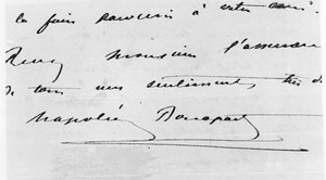 Håndskrift og signatur av Napoleon Bonaparte (1769-1821) (penn og blekk på papir) av Unbekannt Unbekannt