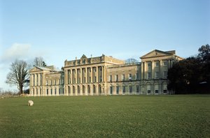 Heveningham Hall, utsikt over eksteriøret, bygget ca. 1778 av Robert Taylor 1714-88, Suffolk, Storbritannia av Unbekannt Unbekannt