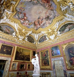Interiør av Sala di Giove (Jupiter-rommet) med malerier av Pietro da Cortona, Palazzo Pitti, Firenze, Italia av Unbekannt Unbekannt