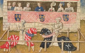 John Chalon fra England og Lois de Beul fra Frankrike på dyst, fra Royal Armory Manuscript, 1448 av Unbekannt Unbekannt