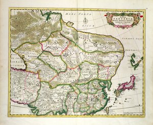 Kart over Mongolia som viser deler av Russland, Japan og Kina, ca. 1680, av Frederick de Wit