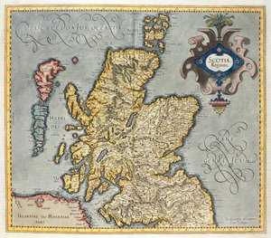 Kart over kongeriket Skottland, Scotia Regnum fra 1600-tallet (påvirket av Mercators Atlas)