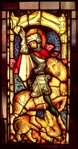 Glassmaleri som viser St. George og dragen fra Köln, ca. 1300 av Unbekannt Unbekannt