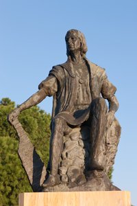 Statue av Christopher Columbus ved La Rabida-klosteret, Huelva-provinsen, Andalusia, Sør-Spania. av Unbekannt Unbekannt