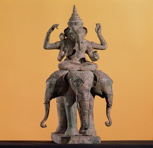 Statue av den hinduistiske guden Ganesh (malt stein)