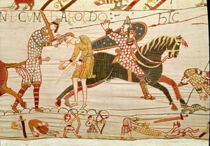 Normannerne dreper Harolds menn, Bayeux Tapestry av Unbekannt Unbekannt
