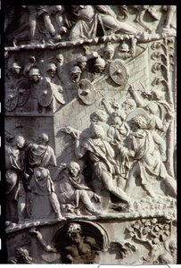 Trajans-søylen, bygget for å feire seieren over dakerne, muligens designet av Apollodorus fra Damaskus, 113 e.Kr. (detalj) av Unbekannt Unbekannt