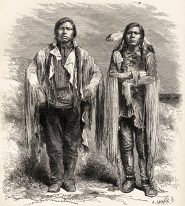 To Ute-indianere, illustrasjon fra 'The World in the Hands', gravert av Charles Laplante (d.1903), utgitt 1878 av Unbekannt Unbekannt