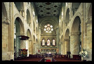 Utsikt over skipet til klosterkirken, Waltham Abbey, Essex av Unbekannt Unbekannt