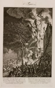 En brann i et sukkerraffineri, Amsterdam, Holland, 29. desember 1669 av Unbekannt