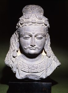 Et stort hode av en Bodhisattva med et nedslått uttrykk, 2.-3. århundre av Unbekannt
