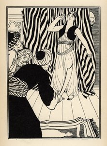 En sultan skjuler baronen de Munchausen. Illustrasjon av William Strang (1859-1921) og JB Clark fra "The Adventures of the Baron of Munchausen (Munchhausen) av Rudolf Erich Raspe (1736-1794) (1789) av Unbekannt
