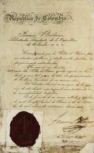 Lov om opphøyelse av landsbyen San Miguel de Ibarra av Simon Bolivar av Unbekannter Künstler