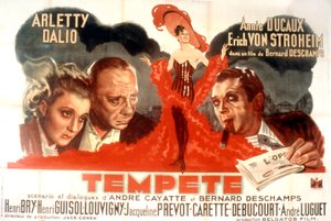 Plakat av filmen Tempete av Bernard Deschamps med Arletty Marcel Dalio Annie Ducaux og Erich Von Stroheim 1940 av Unbekannt
