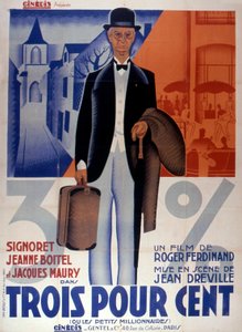 Tre prosent filmplakat av JeanDreville 1933 er Frankrike av Unbekannt
