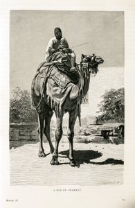 En egypter og hans barn på en kamel - Illustrasjon fra Atlas of Egypt av Unknown