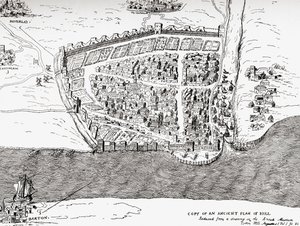 Gamle plan av Kingston upon Hull, East Riding of Yorkshire, England, fra Picturesque History of Yorkshire, publisert ca. 1900 av Unknown