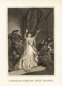 Anne Boleyn anklaget for utroskap av Henry VIII i 1536. 1836 (gravering) av Unbekannter Künstler