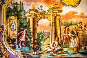 Arcadia-rom med fresker av Domenico Carella, Palazzo Ducale, Martina Franca, Apulia, Martina Franca, Apulia, Italia, Europa (bilde) av Unbekannter Künstler