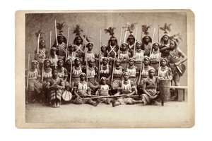 Ashanti gruppeforelesning, Tyskland 1890-tallet (s/hvitt-bilde) av Unbekannt