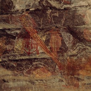 Australia, Northern Territory, Arnhem Land, Kakadu National Park, Obiri Rock, Aboriginal bergmalerier av Benjamin Baud