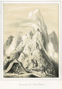 Skred på Mont Blanc som resulterte i at tre guider døde. Gravering "" Ciel Terre et Mer" av R. Delasalle, ca. 1860 av Unbekannt