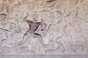 Basrelieffer på det østlige galleriet i Angkor wat, Kambodsja av Unbekannter Künstler