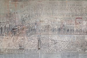 Basrelieffer på det sørlige galleriet i Angkor wat, Kambodsja av Unbekannter Künstler