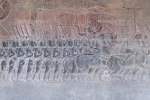 Basrelieffer på det sørlige galleriet i Angkor wat, Kambodsja av Unbekannter Künstler