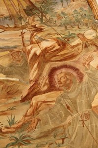 Basilica di Santa Caterina, Galatina, Apulia Fresco i klosteret: St Francis mottar stigmata Malt av Br Joseph av Gravina i 1696, Galatina, Italia av Unbekannt