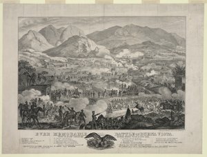 Slaget ved Buena Vista også kjent som slaget ved Angostura, general Zachary Taylors tropper som tvinger general Antonio Lopez de Santa Annas retrett, 23. februar av Unbekannt