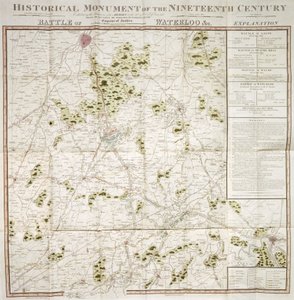Battle of Waterloo kart av Unbekannter Künstler