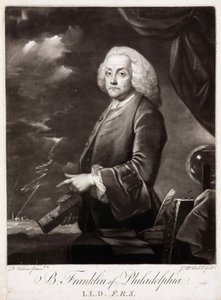 Benjamin Franklin, amerikansk teoretiker om statisk elektrisitet av Unbekannt