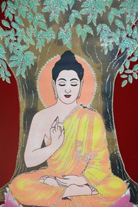 Buddha gir en velsignelse. Thangka, Katmandu, Nepal av Unbekannt