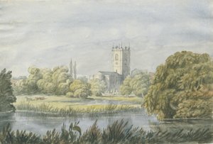 Burton-upon-Trent - "Gamle" kirke: akvarellmaleri, nd [?1800-tallet] av Unbekannt