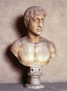 Byste av Augustus, romersk (marmor) av Unbekannt