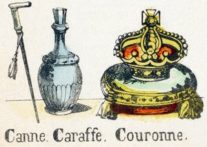 C - Stock Karaffe Krone - Alphabet - Kinderunterhaltung - Image Epinal, populäre Serie ca. 1890