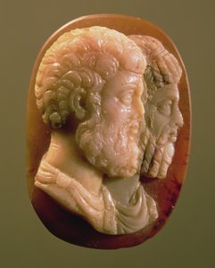 Cameo som viser Marcus Aurelius (121-180) og Lucius Verus (130-169) Roman (onyx) av Unbekannt
