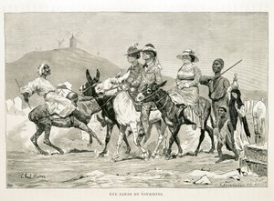 Tegneserie av vestlige turister i Egypt - Illustrasjon fra Atlas of Egypt av Unknown
